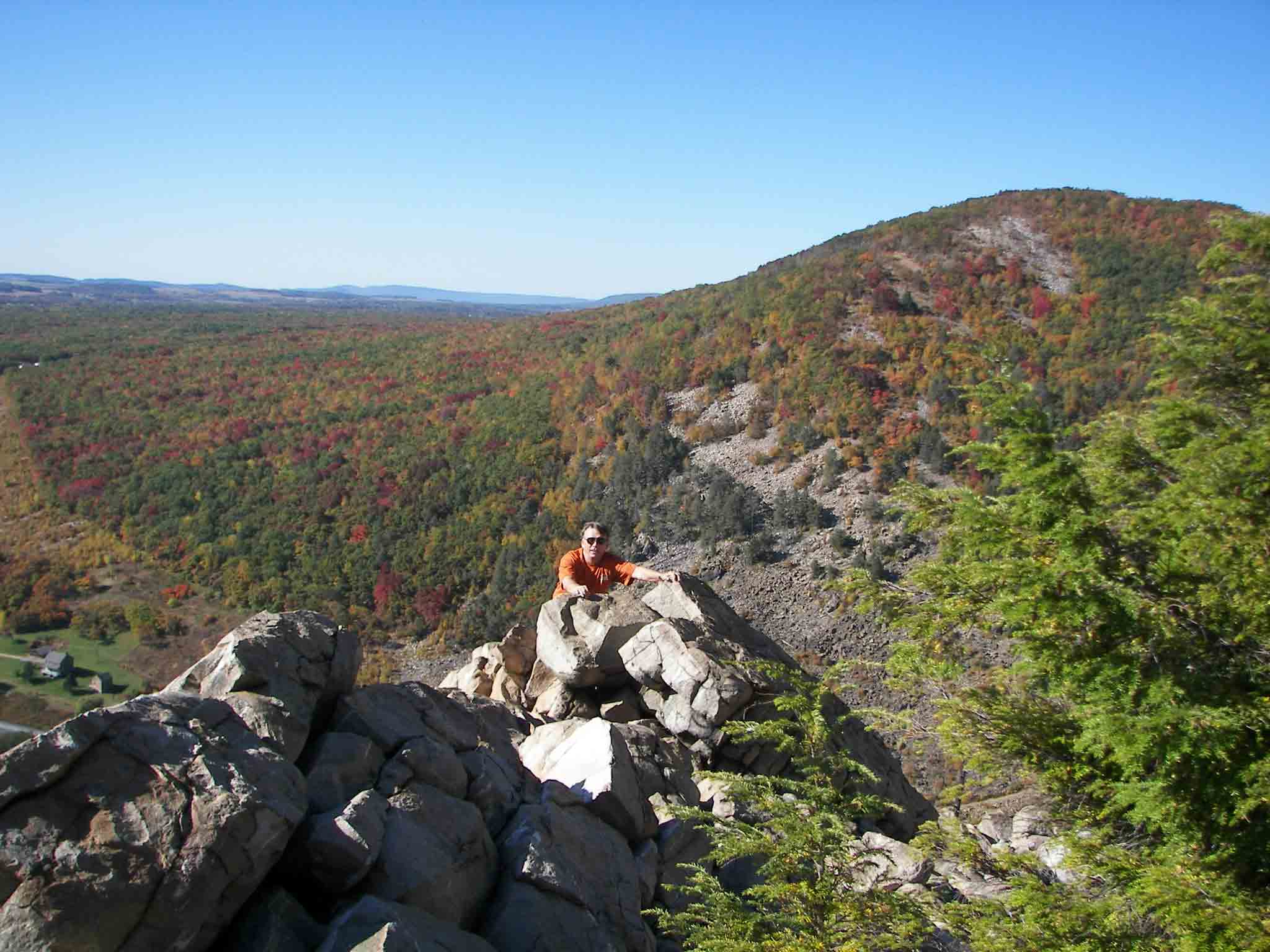 mm 19.5 Getting to the top of the rocks above the Lehigh River. 
Courtesy jadams444@aol.com